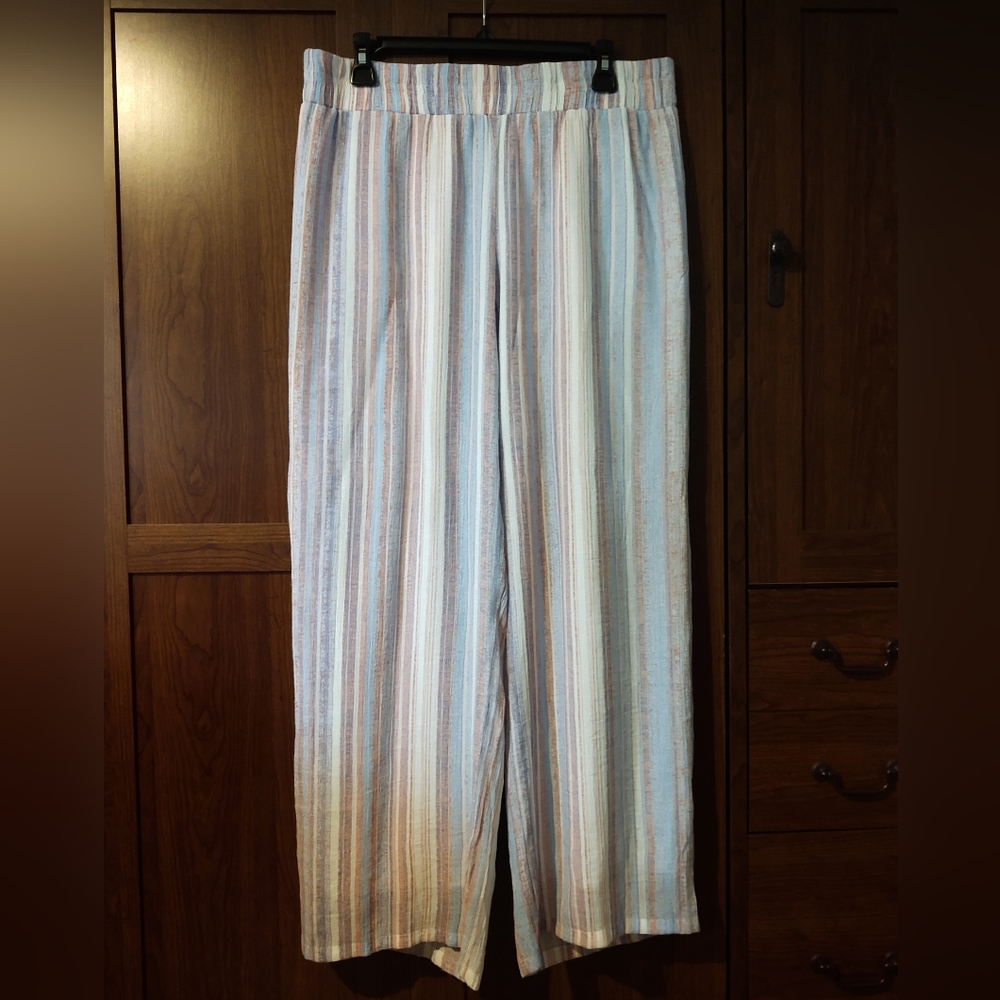 New Directions Wide Leg Elastic Waist Lined Pants LP